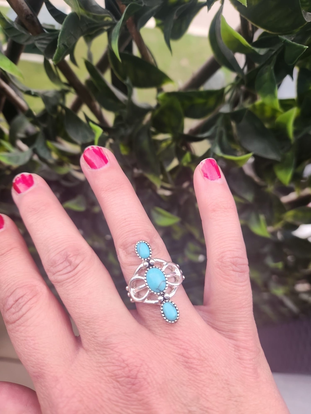 Sterling Silver Turquoise Statement Ring - Blue